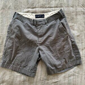 Abercrombie Fitch Shorts Men 31 Gray Seersucker Chino Cotton